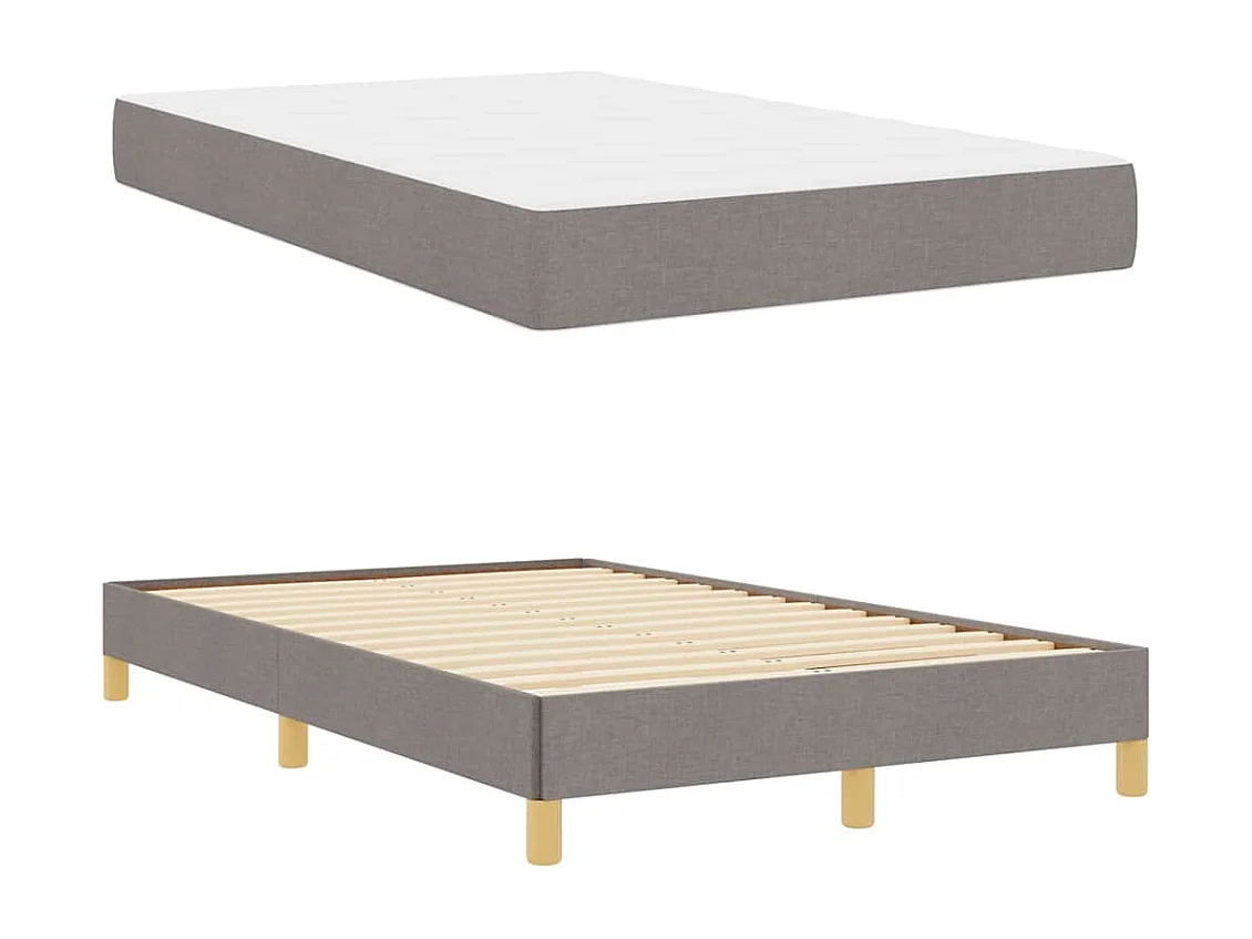 Lit à ressorts Taupe et Marron 120 x 190 cm