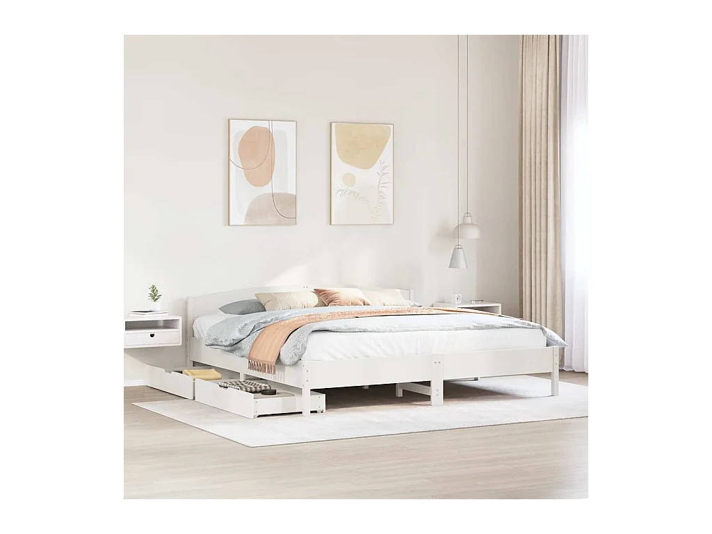 Bedframe zonder matras wit 180x200 cm massief grenenhout