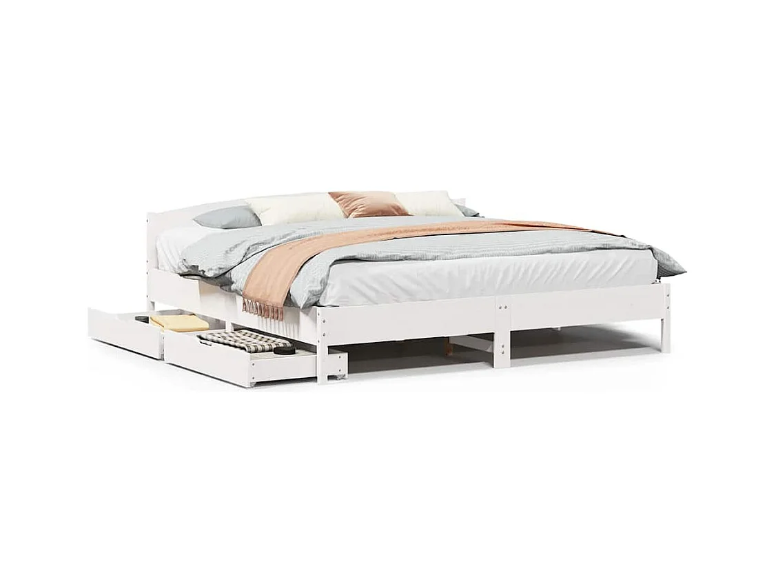 Bedframe zonder matras wit 180x200 cm massief grenenhout