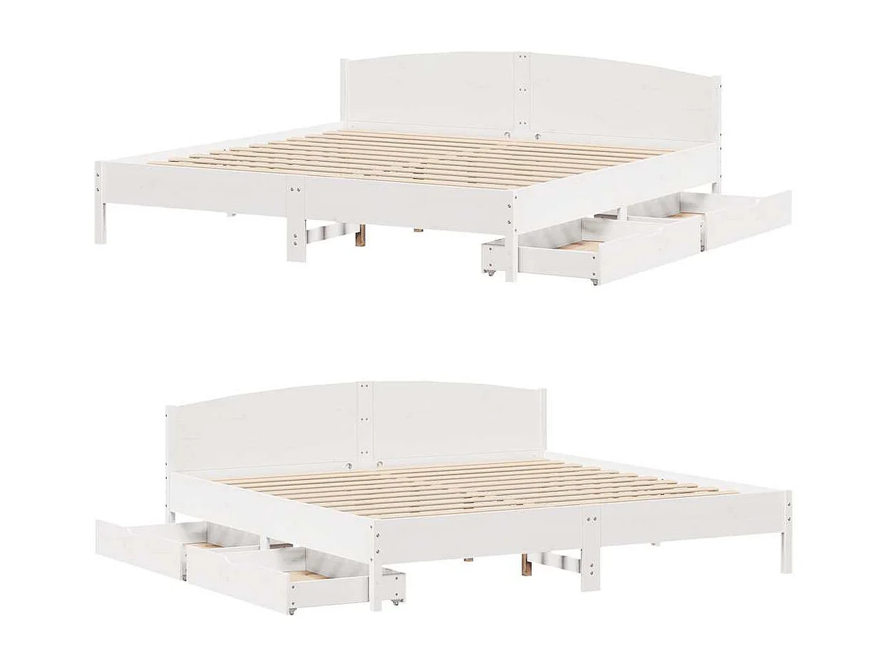 Estructura de cama sin colchón blanca 180x200 cm madera maciza de pino
