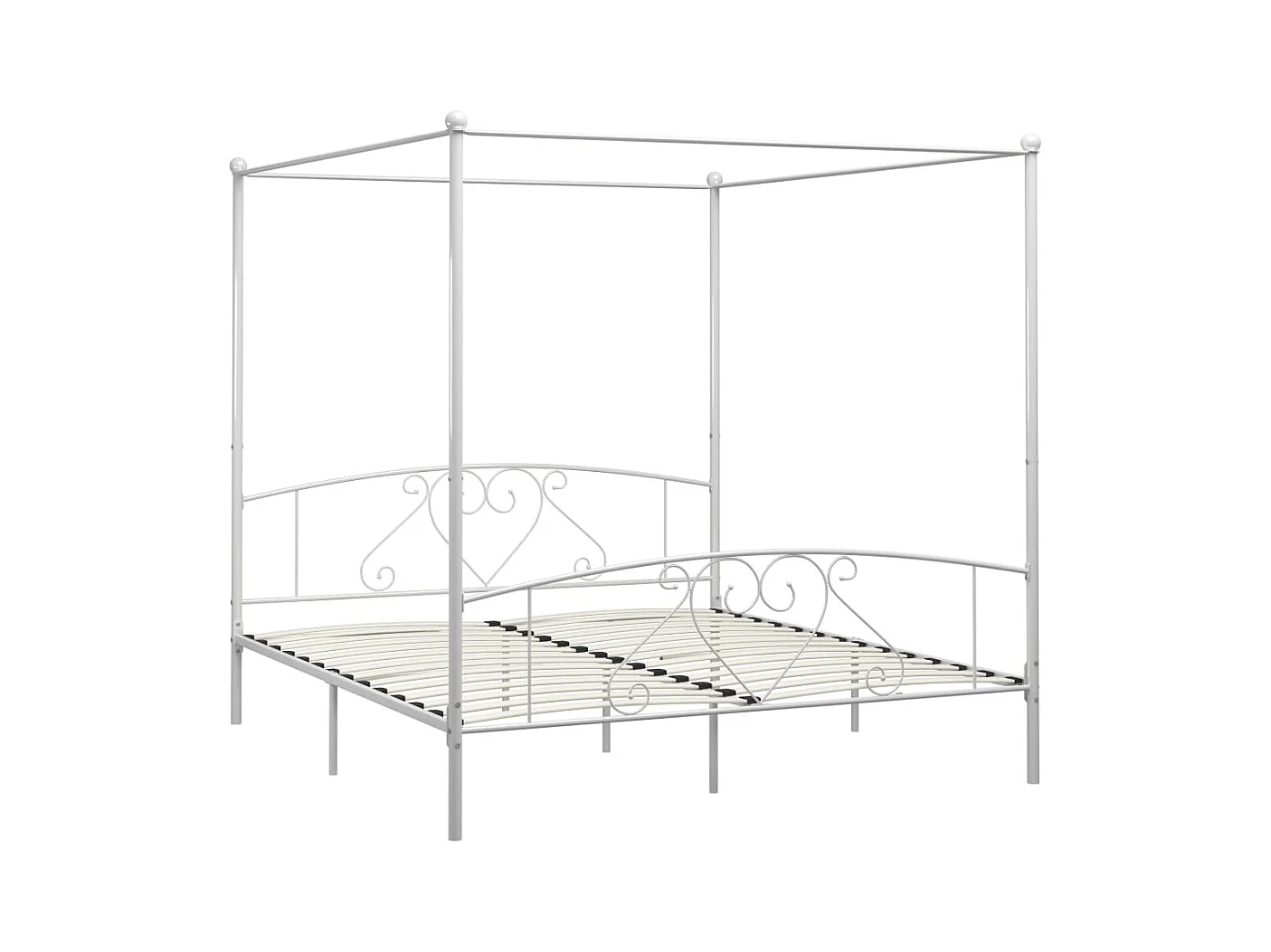 Struttura letto senza materasso con baldacchino bianco 180x200 cm in metallo
