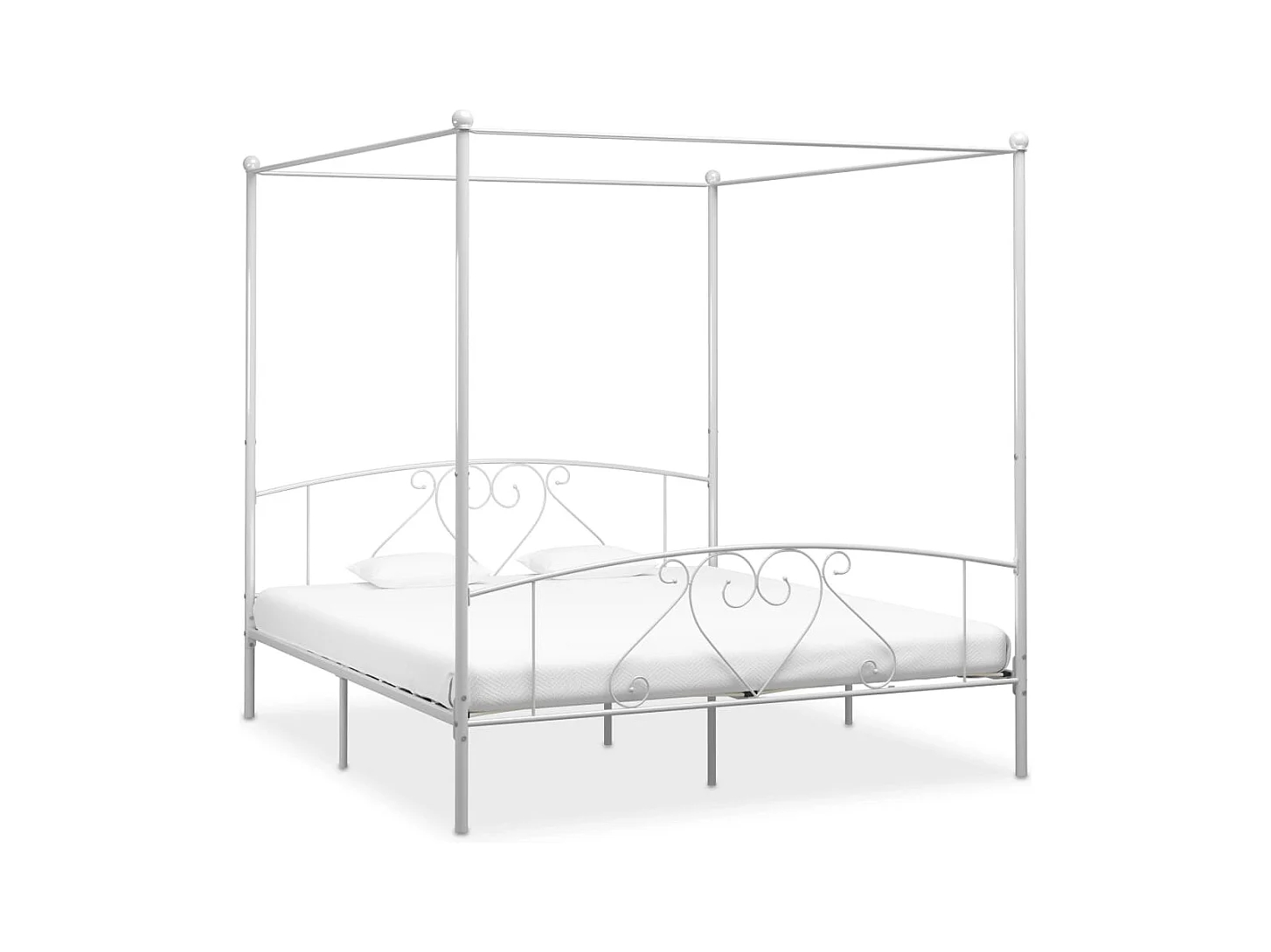 Cadre de lit sans matelas avec baldaquin blanc 180x200 cm métal