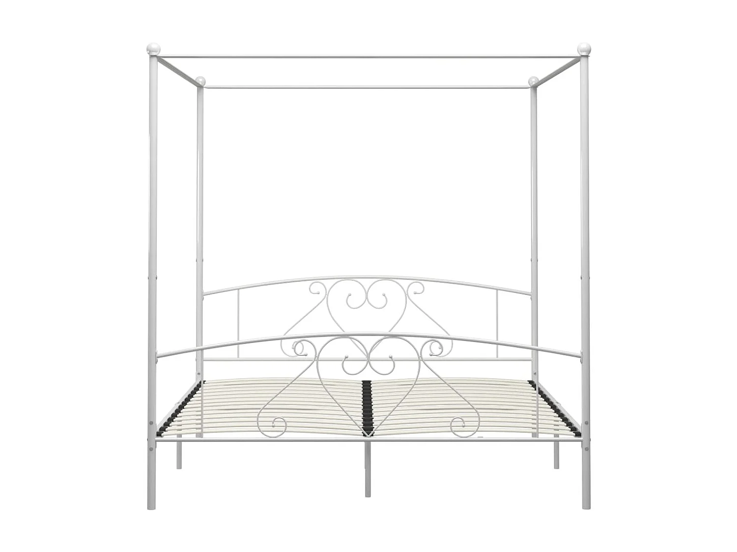 Cadre de lit sans matelas avec baldaquin blanc 180x200 cm métal