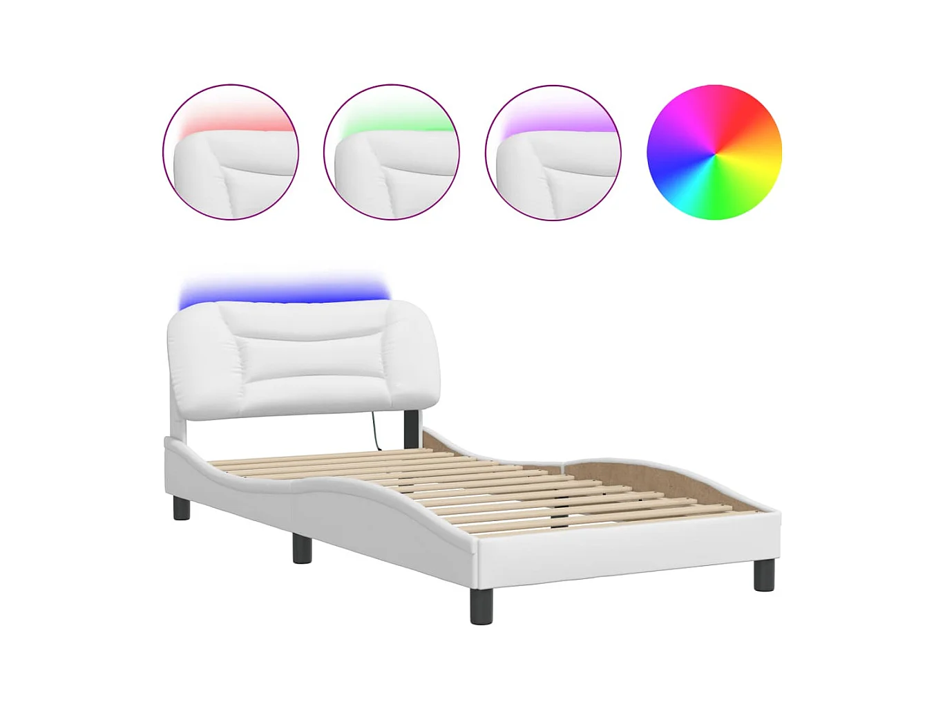 Struttura letto con LED senza materasso bianco 100x200 cm