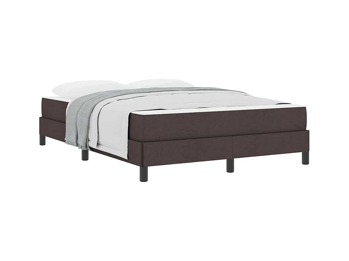 Lit à ressorts avec matelas Marron foncé 160 x 200 cm tissu