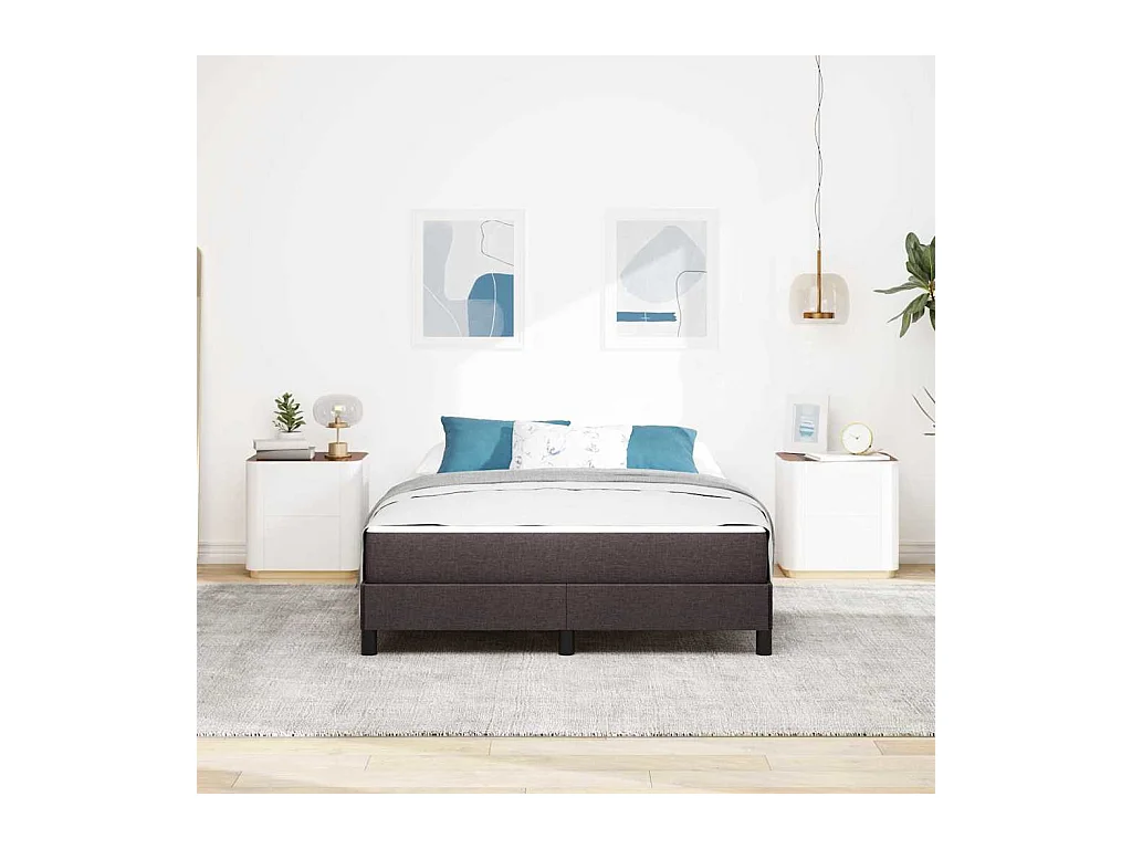 Lit à ressorts avec matelas Marron foncé 160 x 200 cm tissu