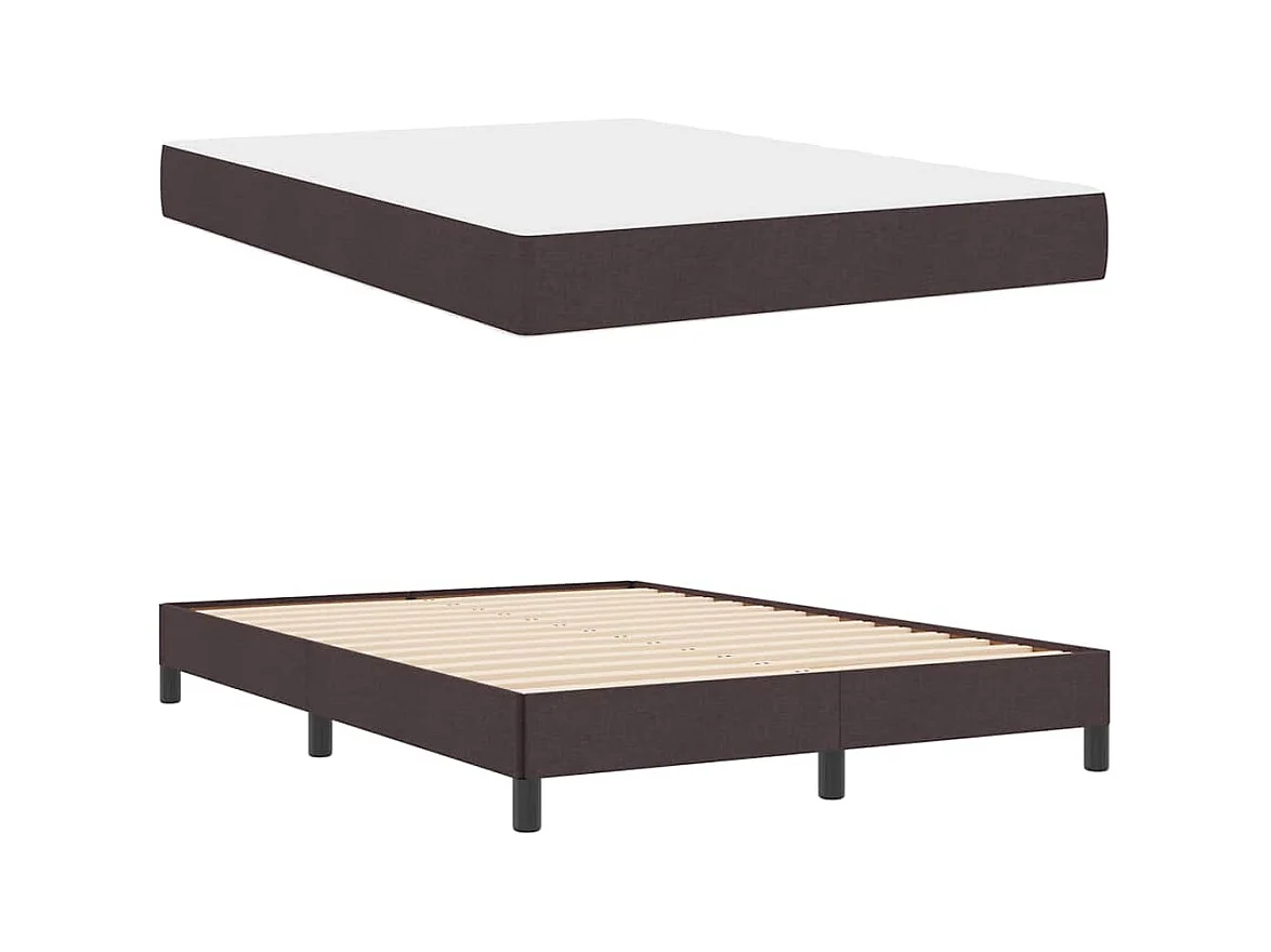Lit à ressorts avec matelas Marron foncé 160 x 200 cm tissu