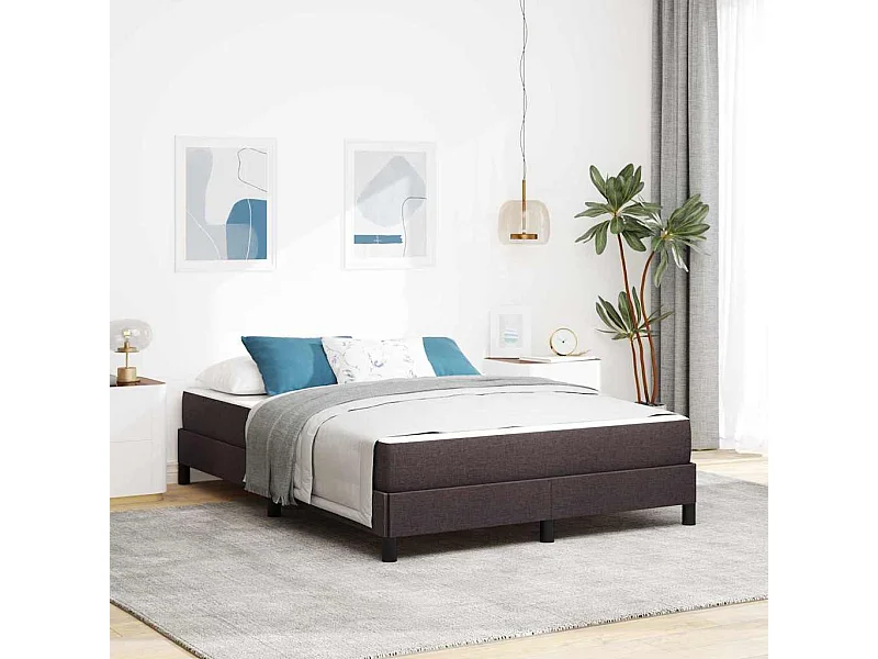 Lit à ressorts avec matelas Marron foncé 160 x 200 cm tissu