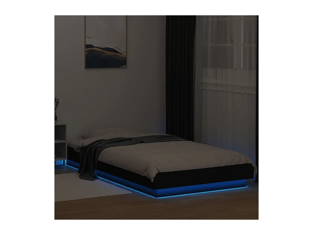 Struttura letto con luci LED senza materasso nero 100x200 cm