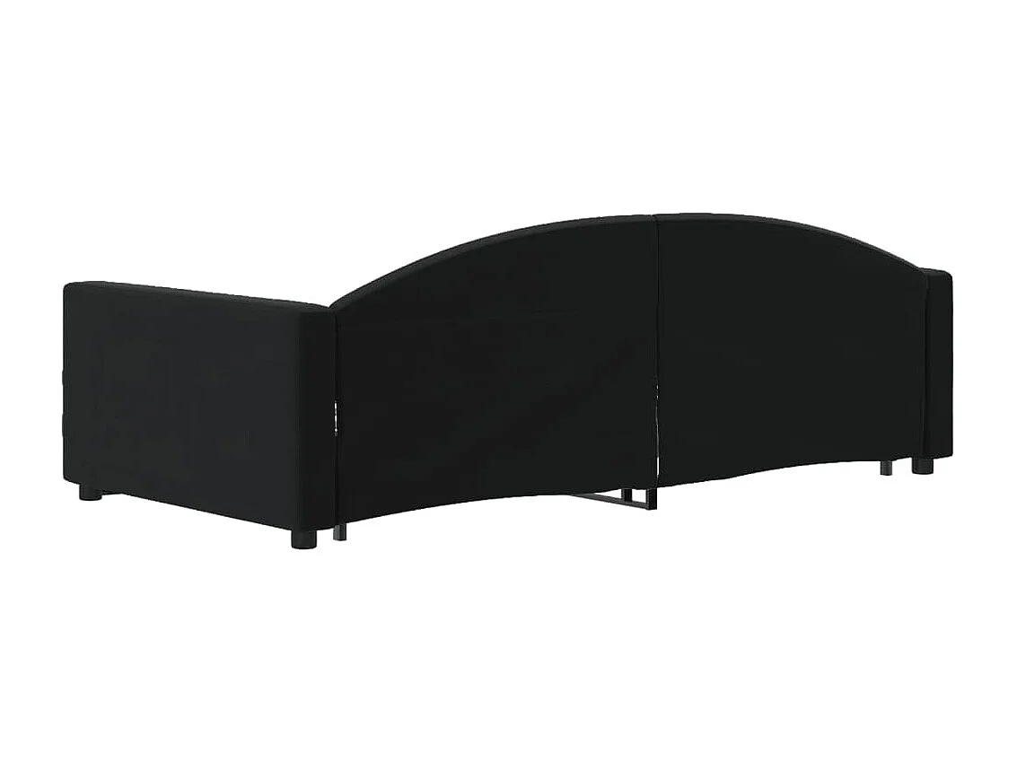 Divano letto con rotelle e cassetti senza materasso nero 100x200cm