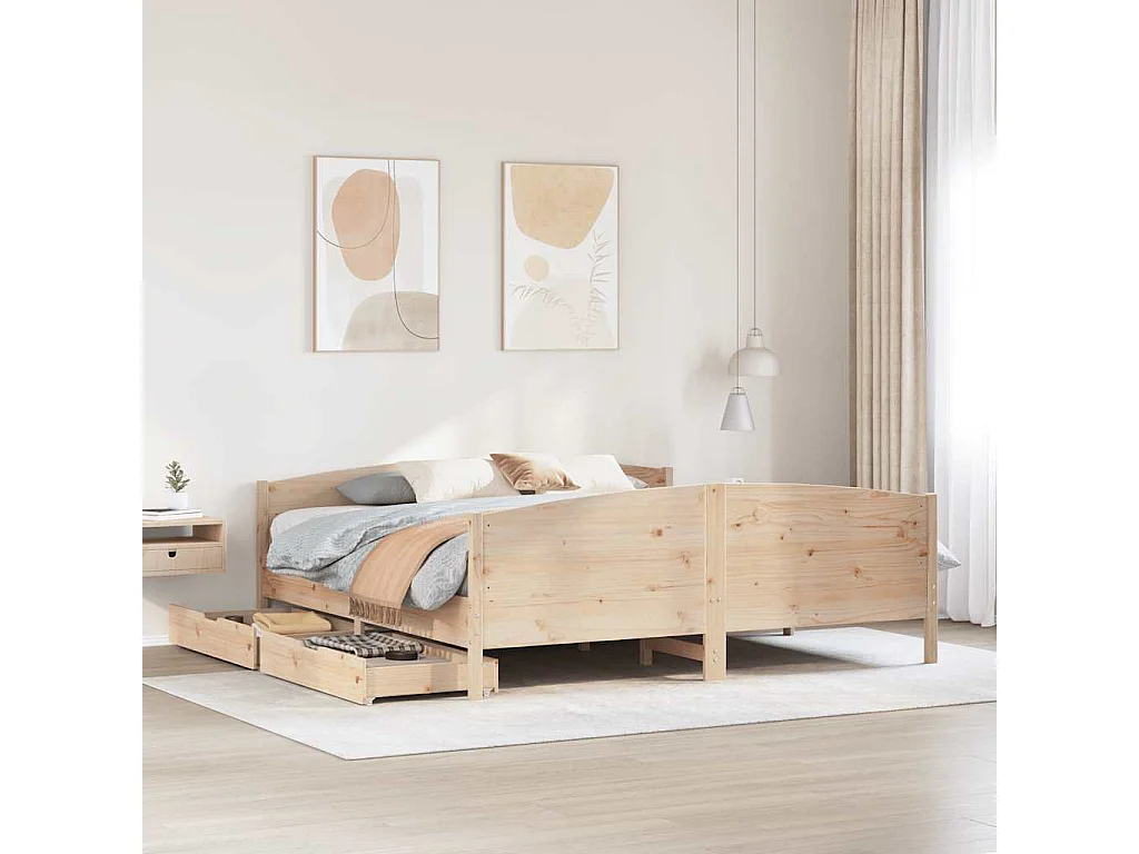 Struttura letto senza materasso 180x200 cm in legno massello di pino