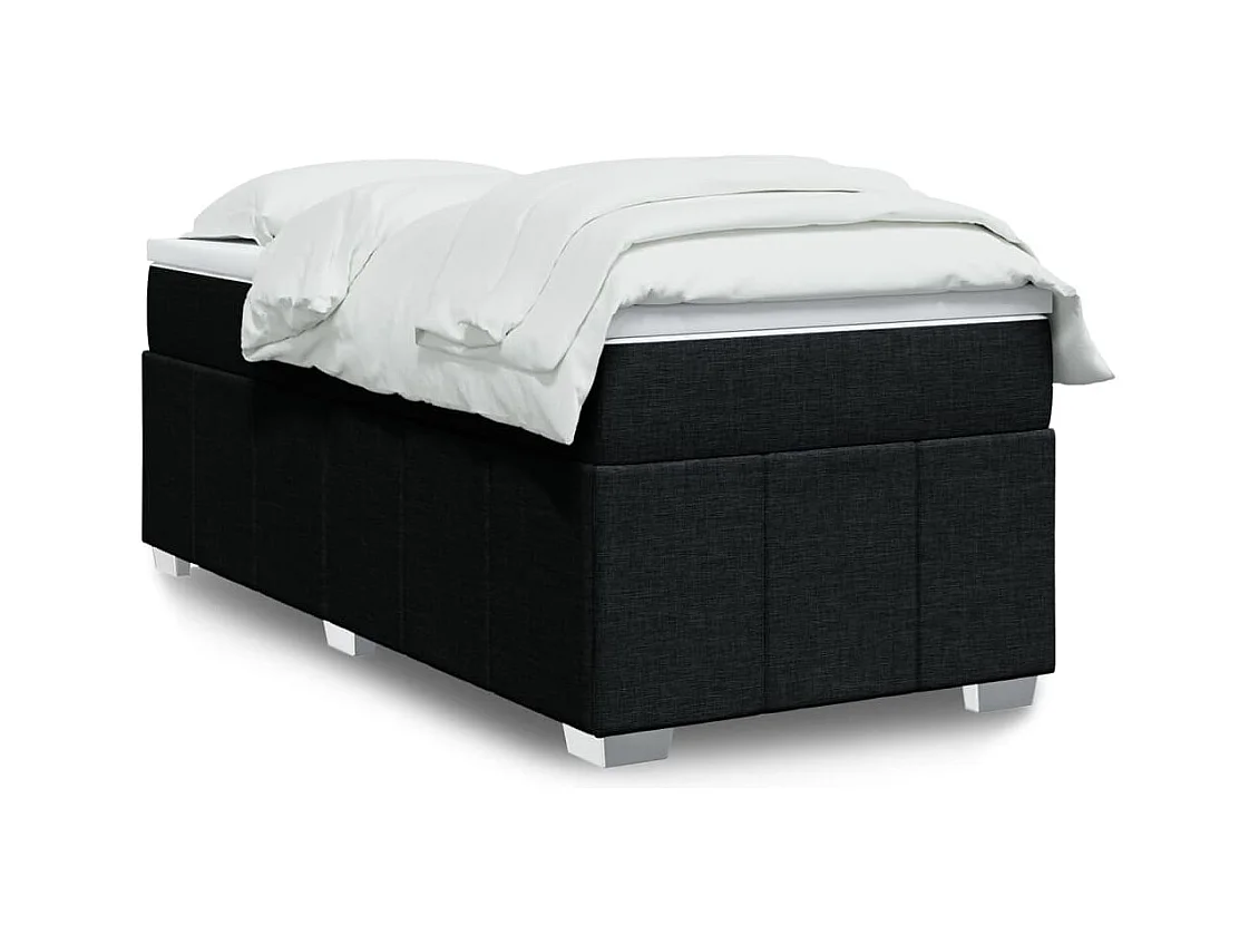 Sommier à lattes de lit avec matelas Noir 90x190 cm Tissu