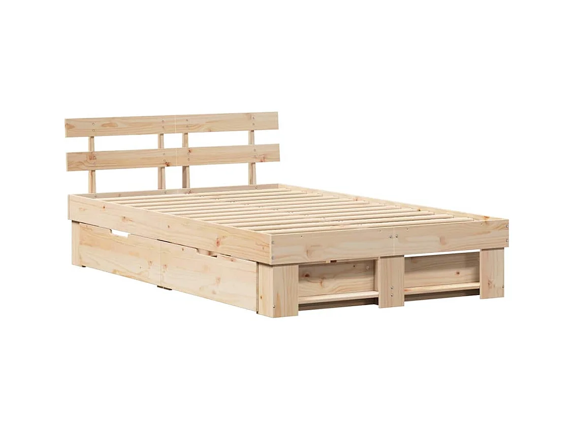 Cadre de lit avec tiroir Marron 140 x 190 cm Bois massif en pin