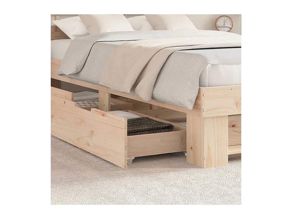 Cadre de lit avec tiroir Marron 140 x 190 cm Bois massif en pin