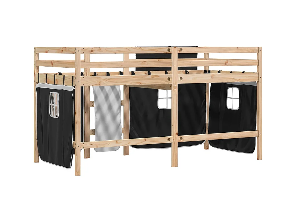 Lit mezzanine pour enfants avec rideaux sans matelas 80x200 cm