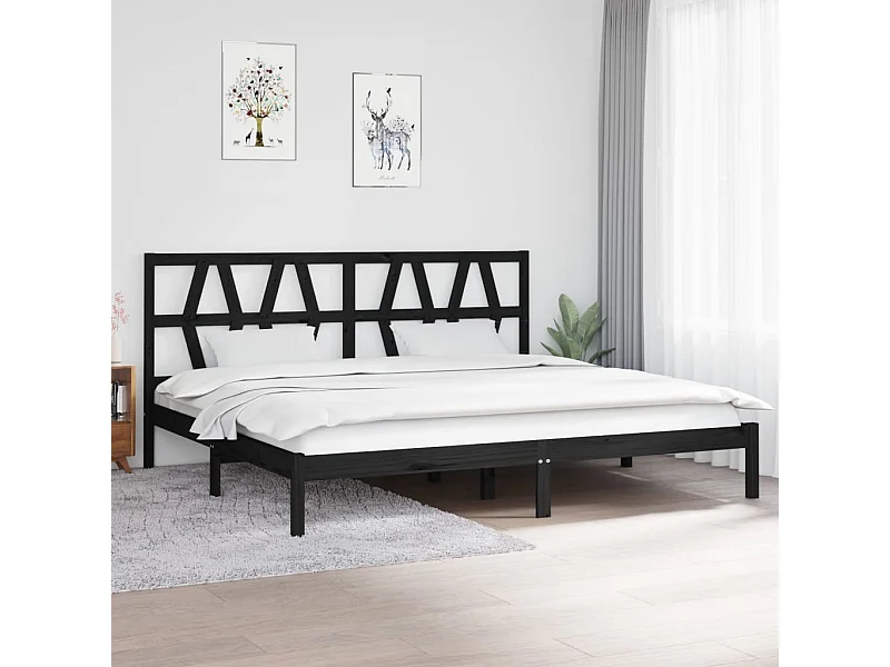 Bedframe zonder matras zwart massief hout 200x200 cm