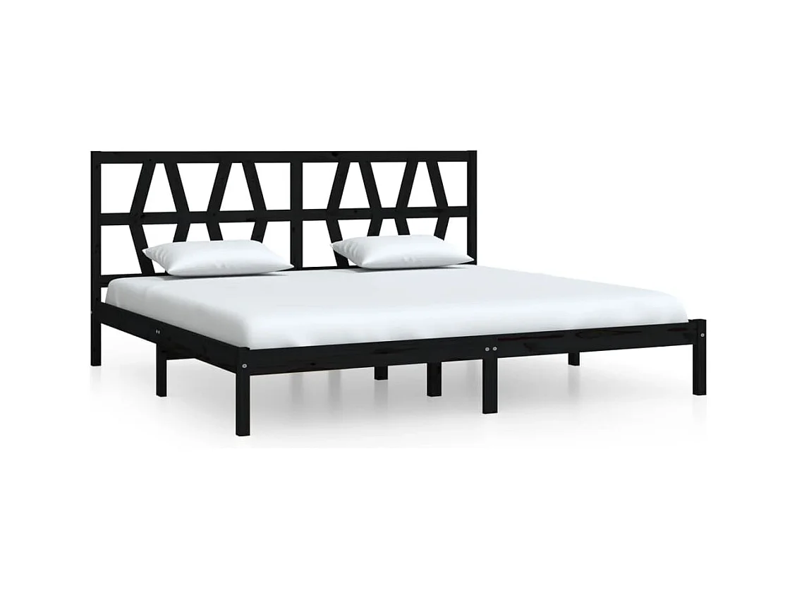 Estructura de cama sin colchón de madera maciza negra 200x200 cm