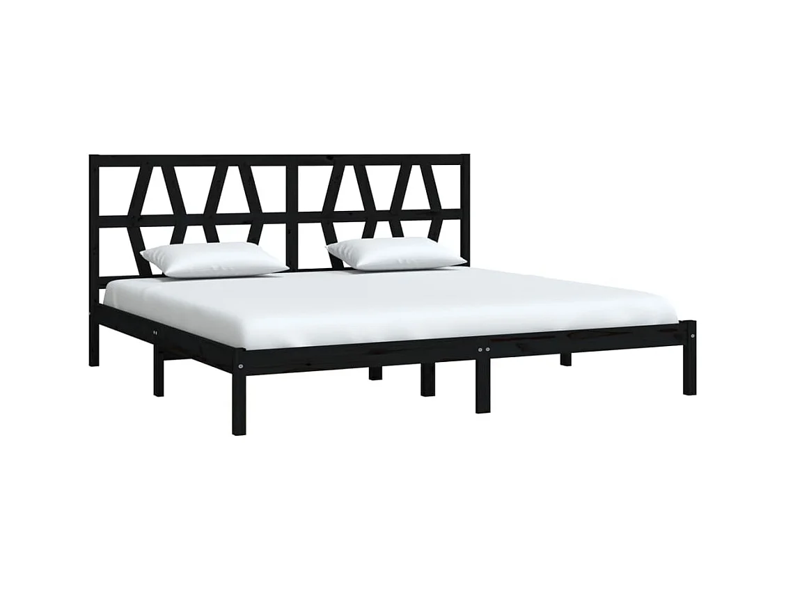 Estructura de cama sin colchón de madera maciza negra 200x200 cm