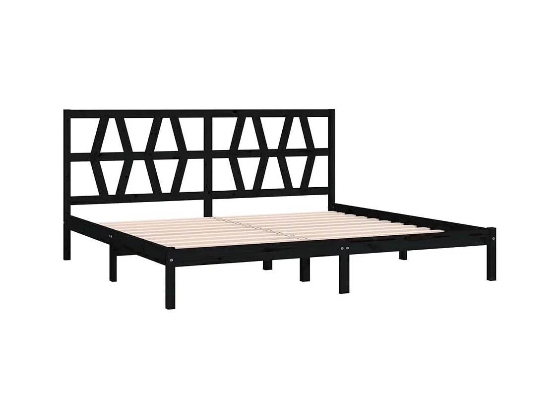 Estructura de cama sin colchón de madera maciza negra 200x200 cm