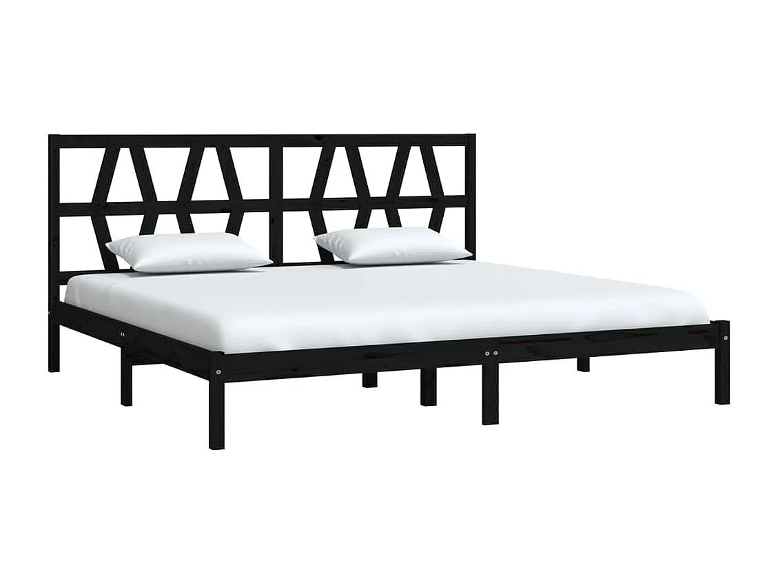 Bedframe zonder matras zwart massief hout 200x200 cm