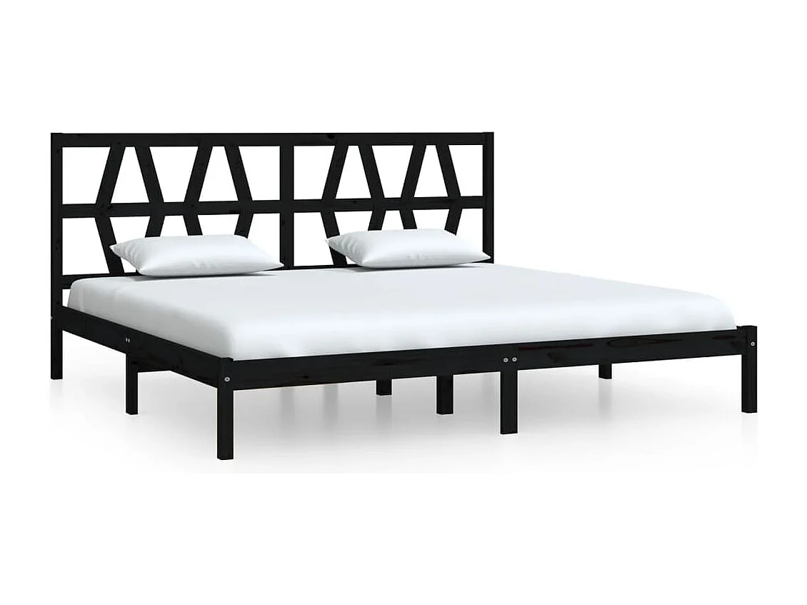 Cadre de lit sans matelas noir bois massif 200x200 cm
