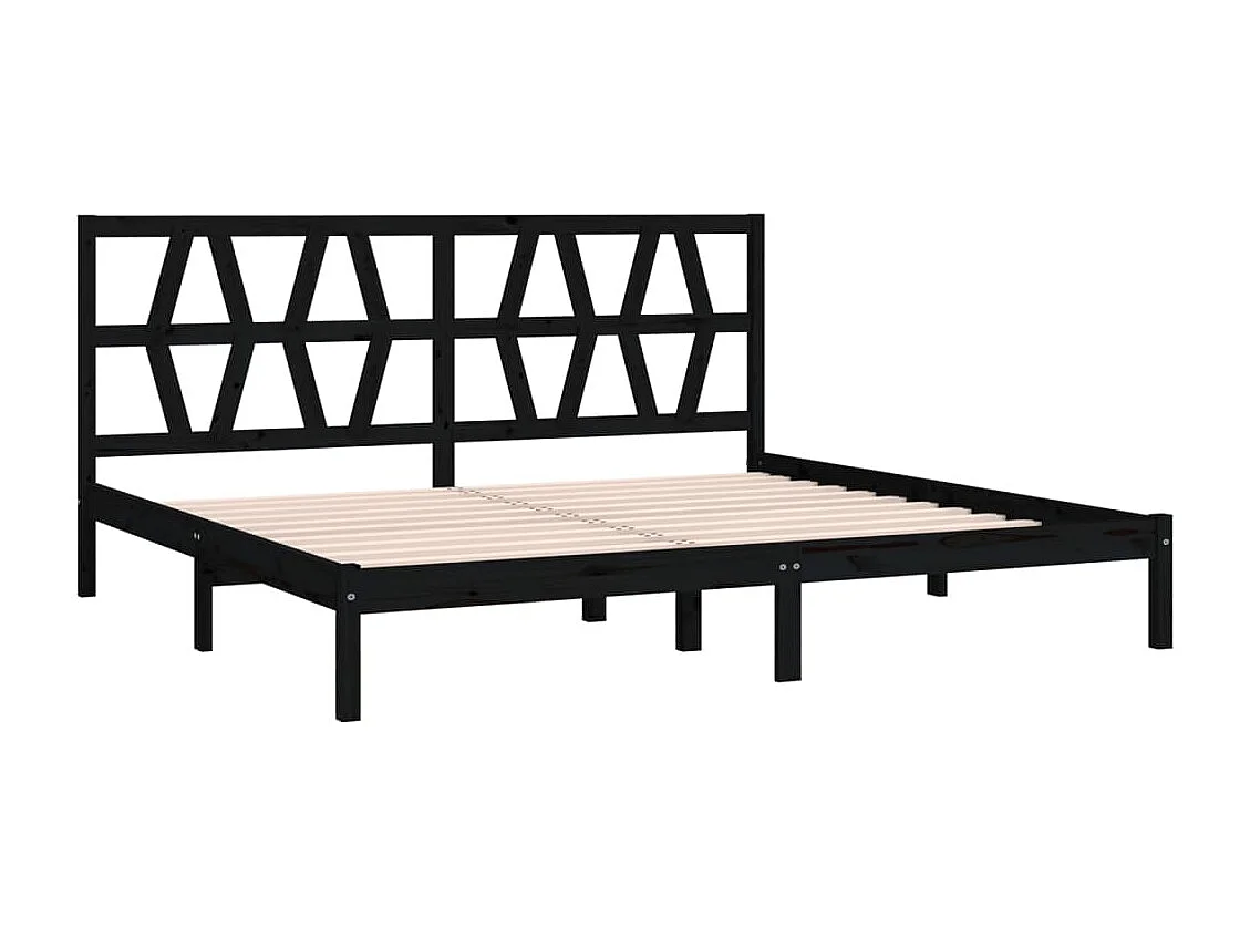 Cadre de lit sans matelas noir bois massif 200x200 cm