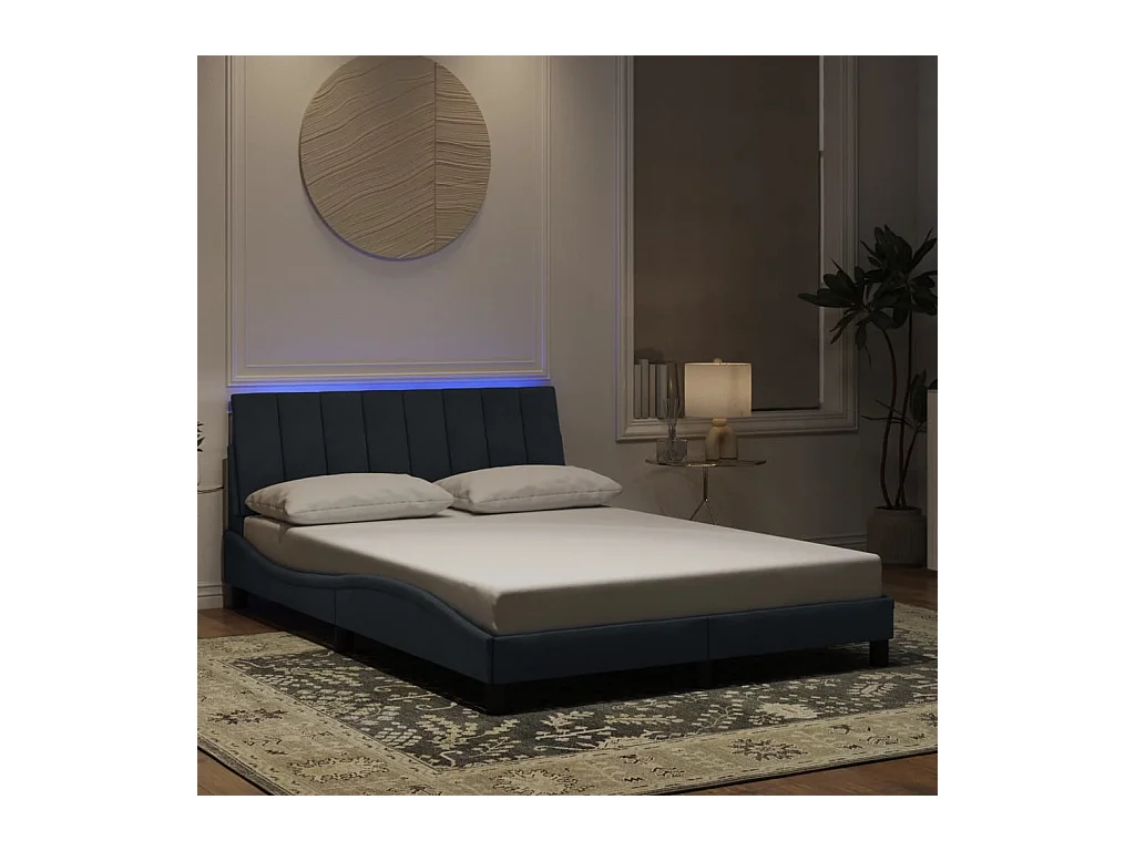 Cadre de lit avec LED sans matelas gris foncé 120x200cm velours
