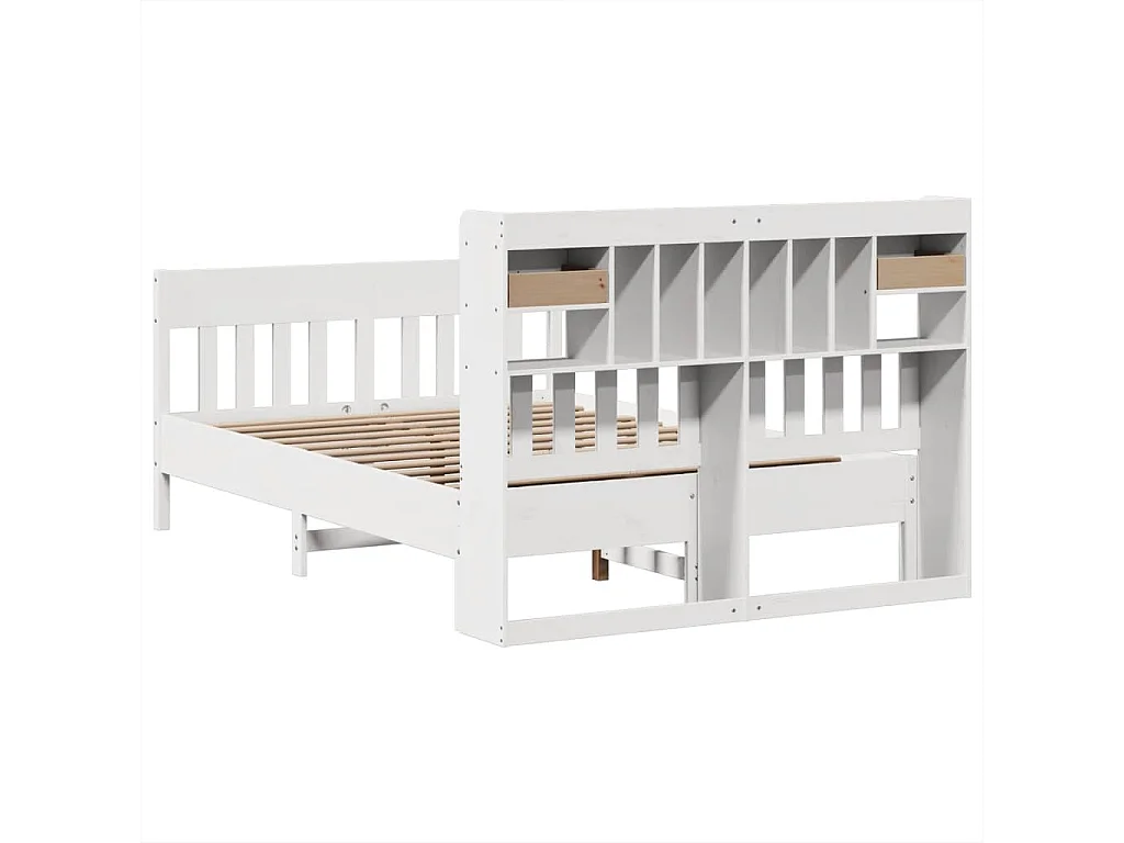 Cadre de lit sans matelas blanc 140x190 cm bois de pin massif