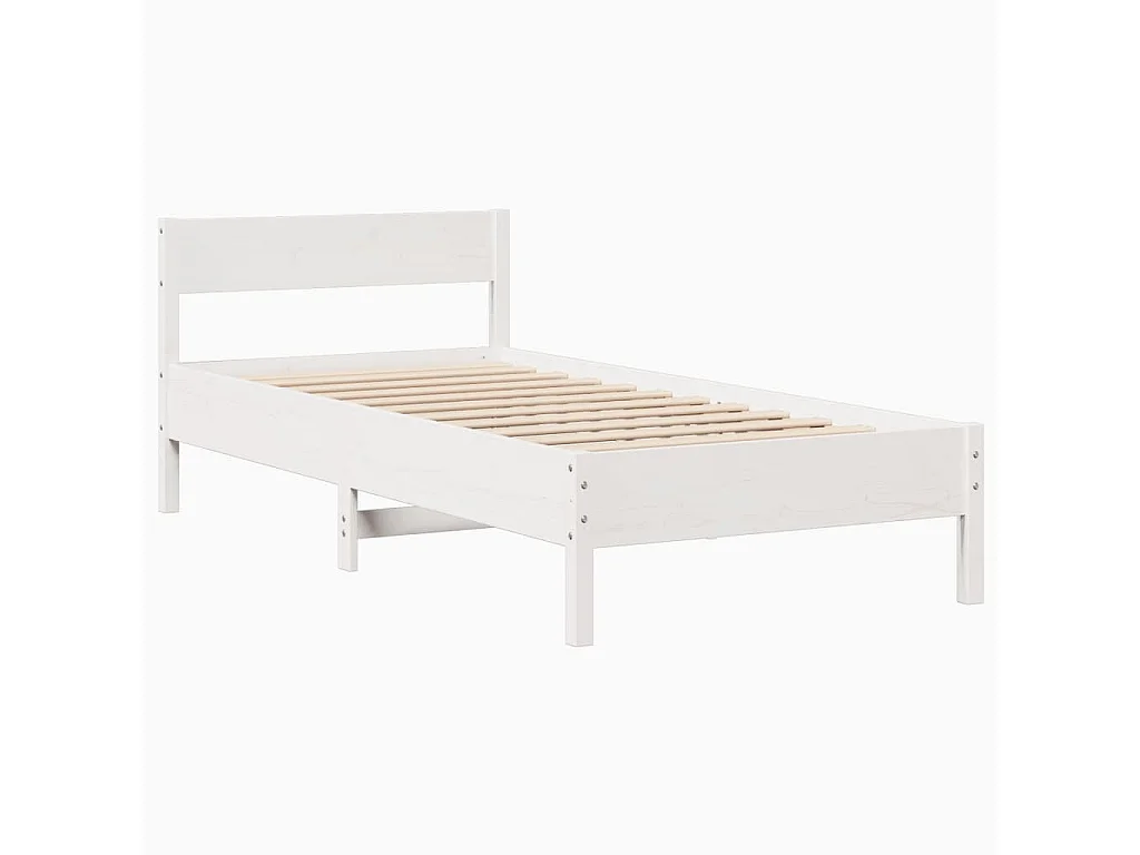 Struttura letto senza materasso bianco 90x190 cm in legno massello di pino
