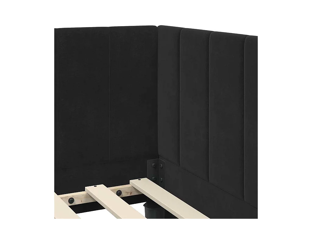 Cadre de lit d'angle avec matelas Noir 90 x 190 cm Velours