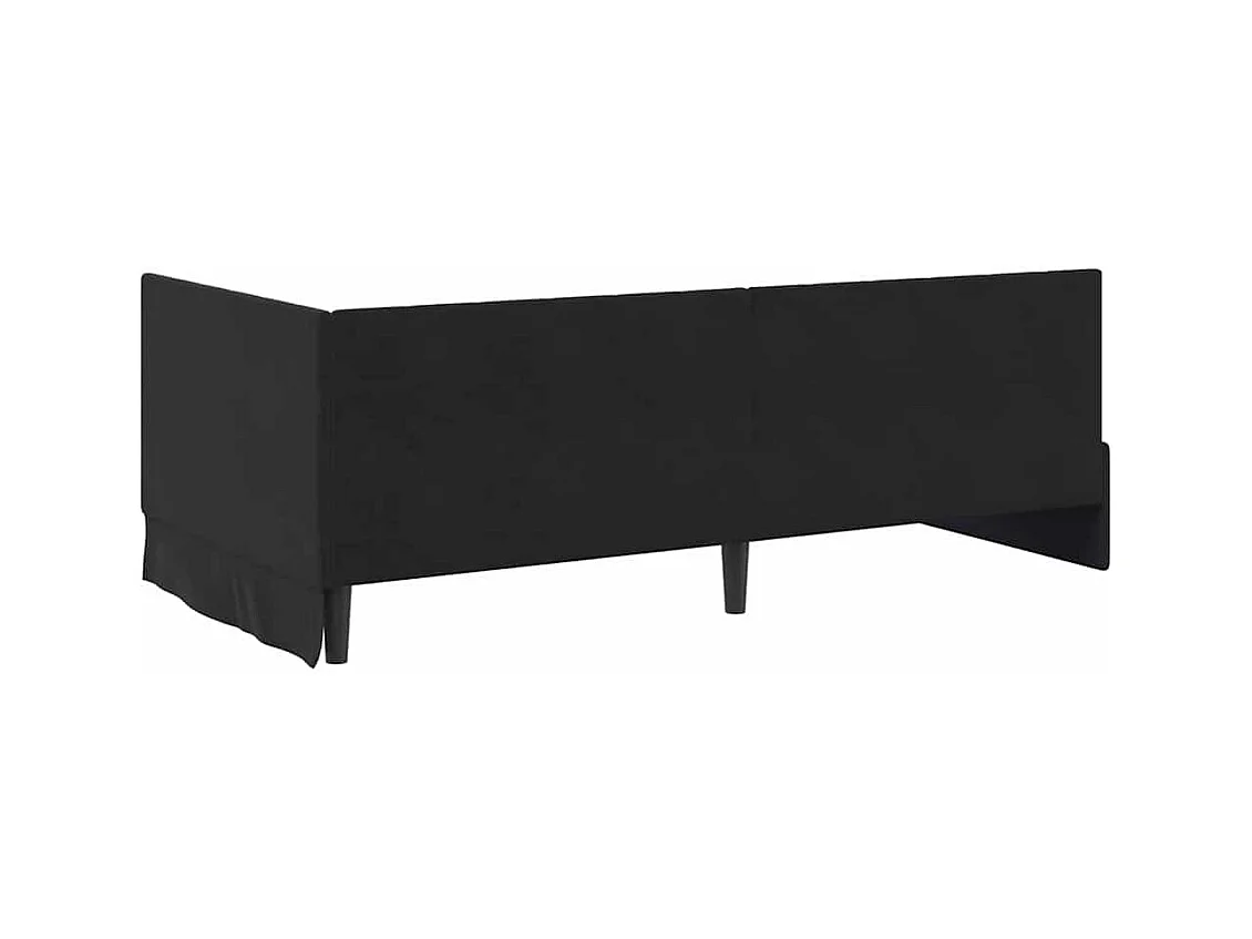 Cadre de lit d'angle avec matelas Noir 90 x 190 cm Velours