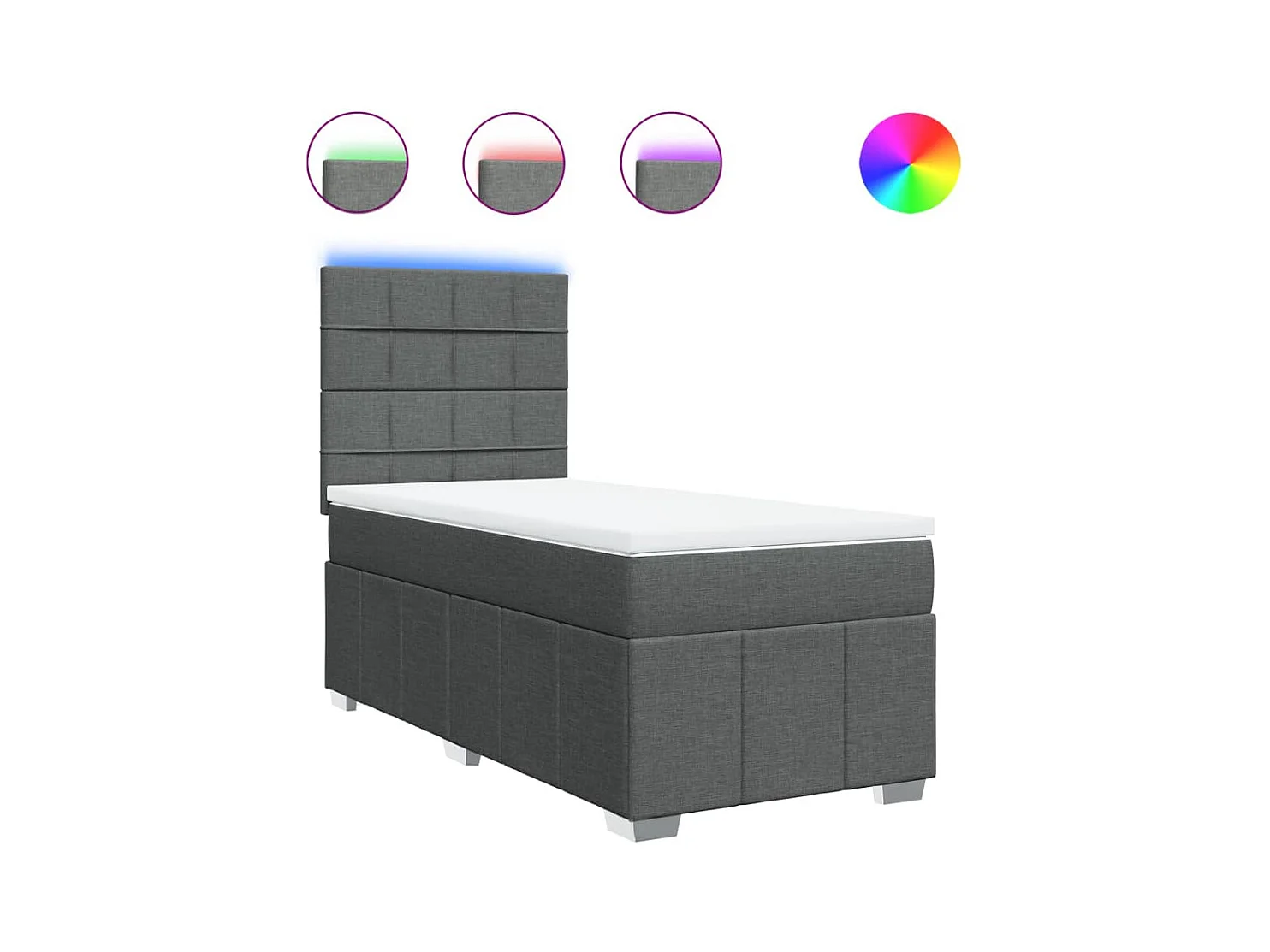 Sommier à lattes de lit avec matelas Gris foncé 80x200 cm Tissu