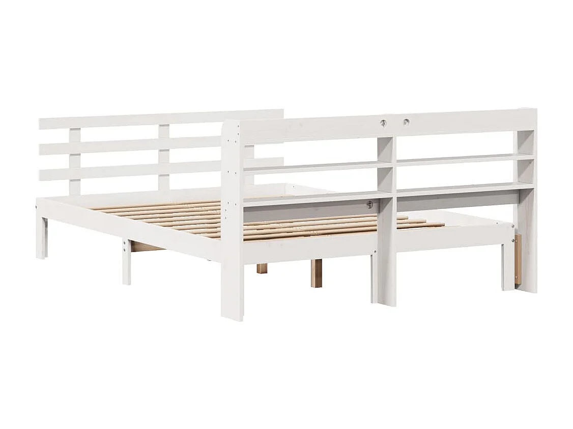 Bedframe en hoofdbord zonder matras wit 135x190 cm