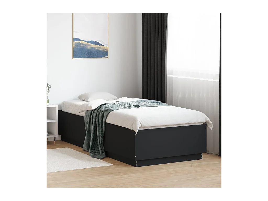 Bettgestell mit LED ohne Matratze schwarz 100x200 cm