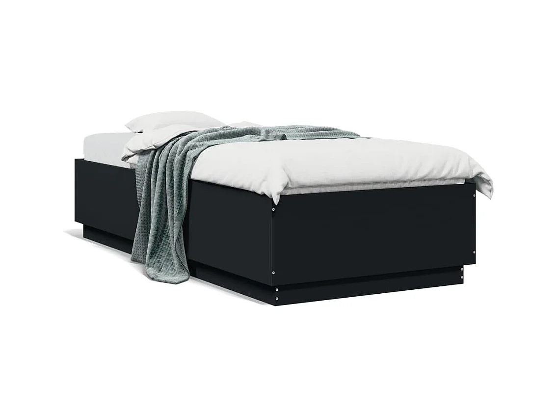 Bettgestell mit LED ohne Matratze schwarz 100x200 cm