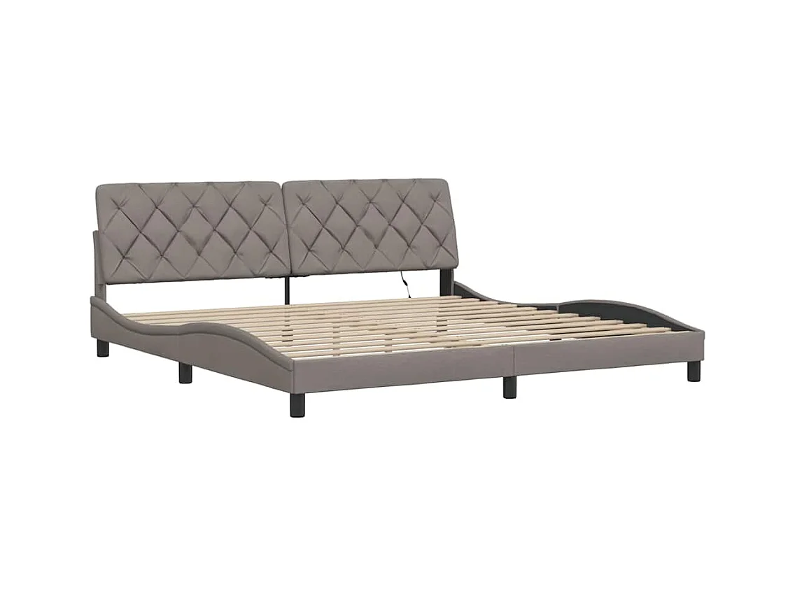 Struttura letto con LED senza materasso in tessuto tortora 200x200 cm