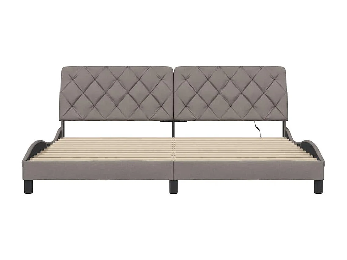 Struttura letto con LED senza materasso in tessuto tortora 200x200 cm