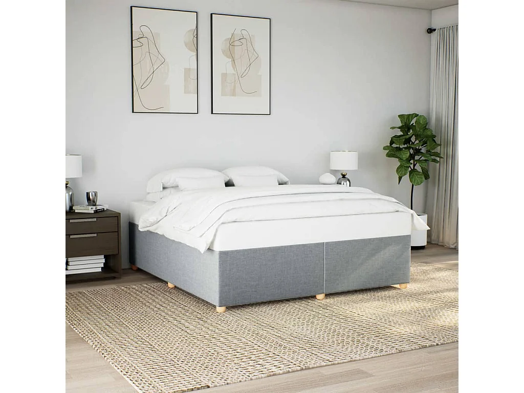 Struttura letto senza materasso tessuto grigio chiaro 200x200 cm