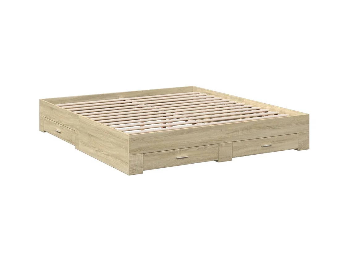 Bedframe met lades zonder matras sonoma eiken 200x200 cm