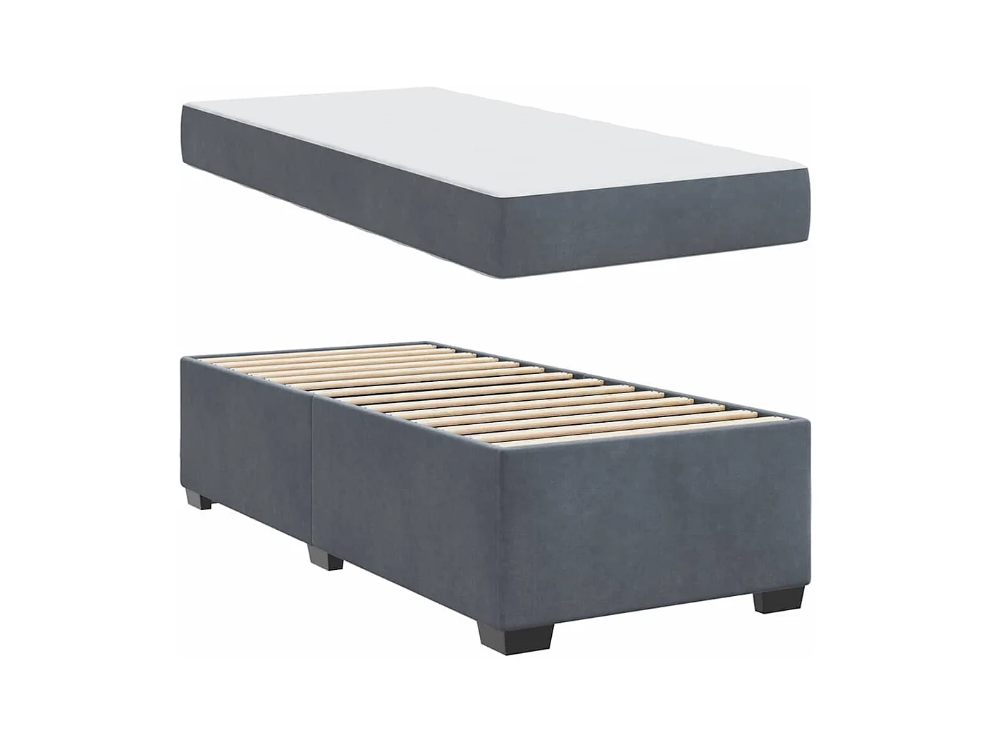 Bedframe met matras Donkergrijs 80 x 200 cm Fluweel