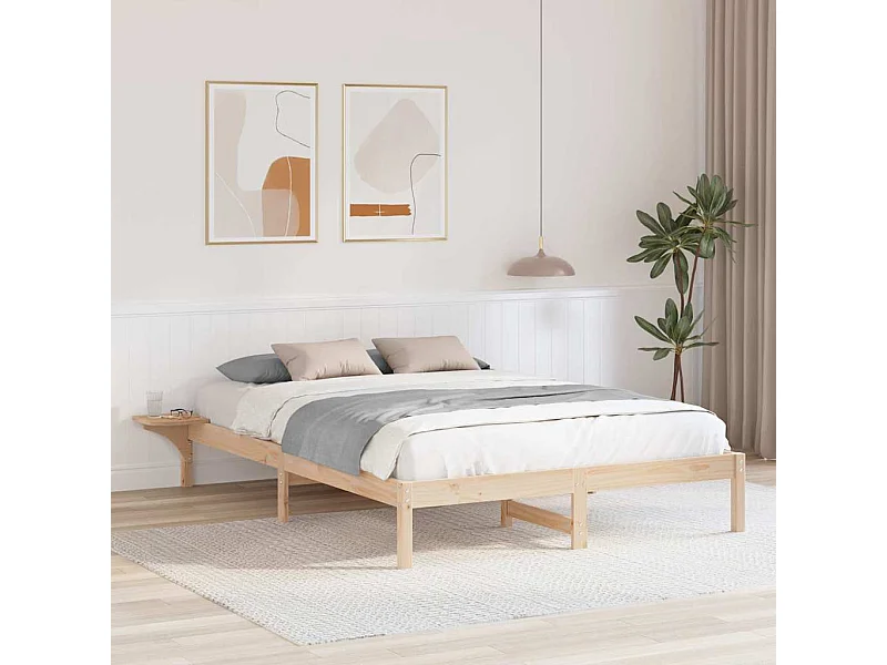 Bedframe met nachtkastjes Bruin 140 x 200 cm Bruin