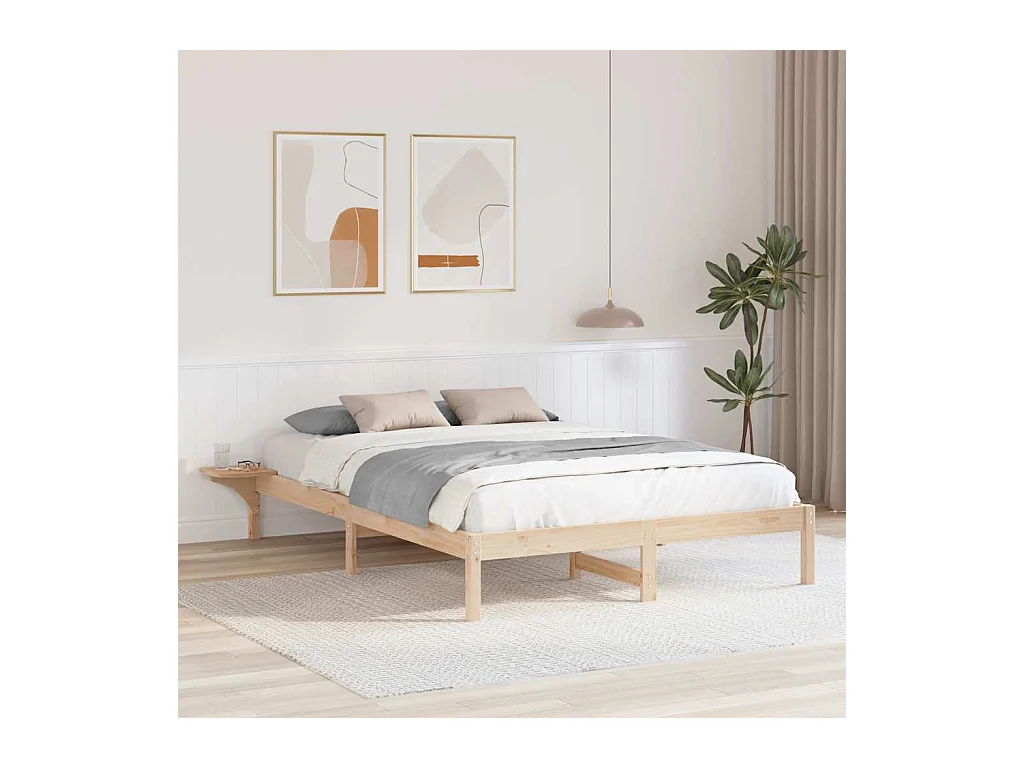 Bedframe met nachtkastjes Bruin 140 x 200 cm Bruin