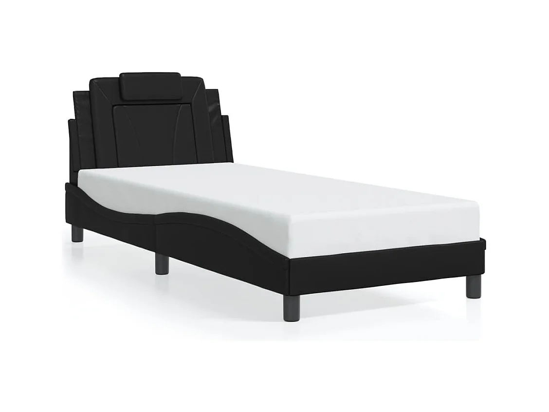 Cadre de lit sans matelas noir 90x200 cm similicuir