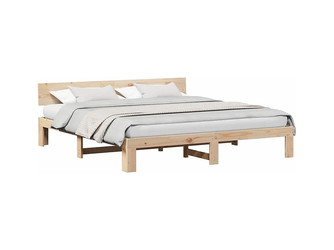 Bruin bedframe 200 x 200 cm massief grenenhout