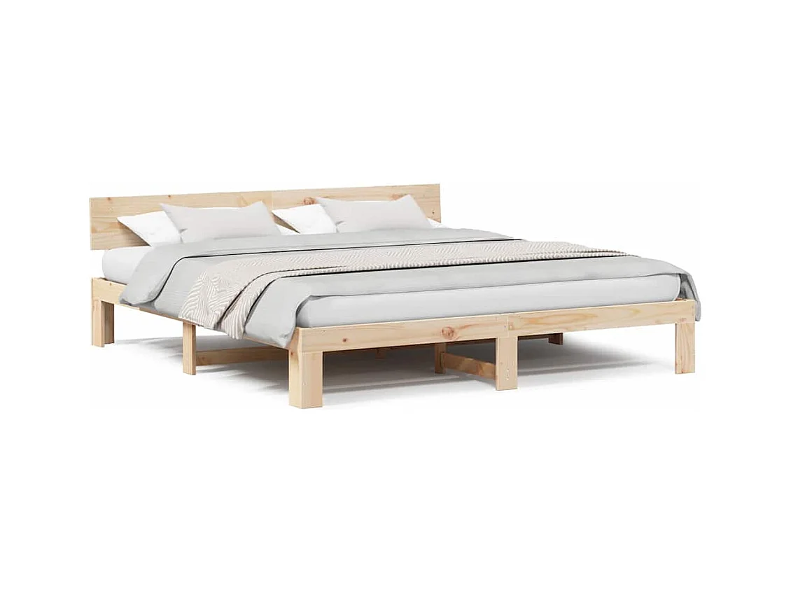 Bruin bedframe 200 x 200 cm massief grenenhout