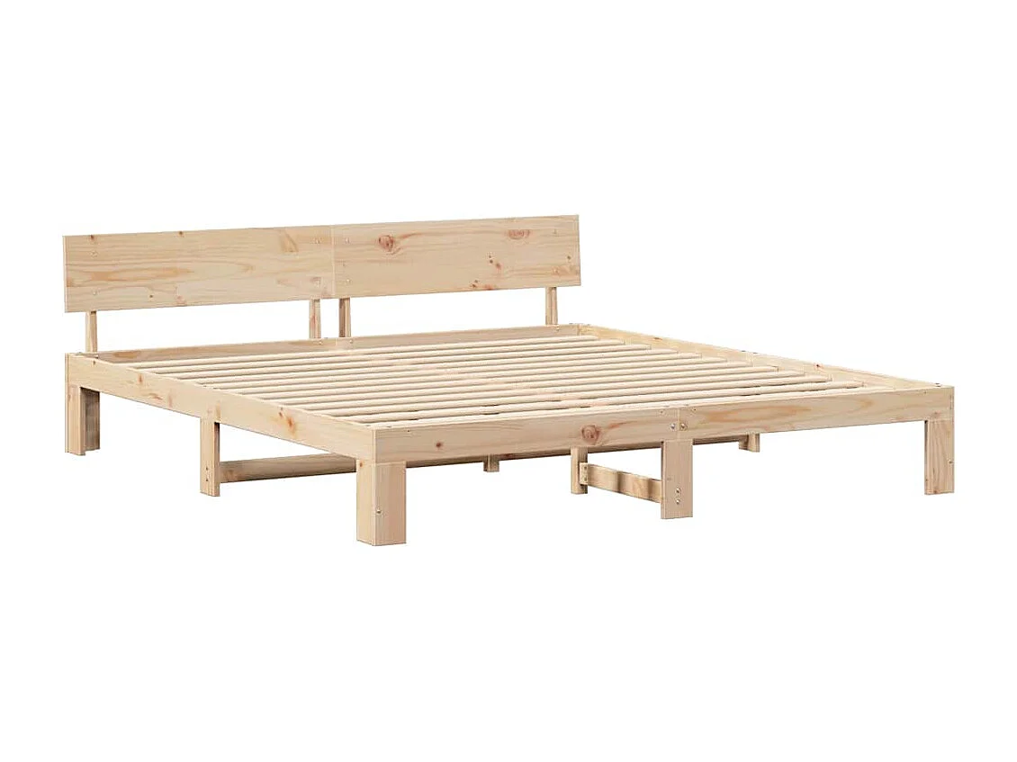 Struttura letto marrone 200 x 200 cm in legno massello di pino