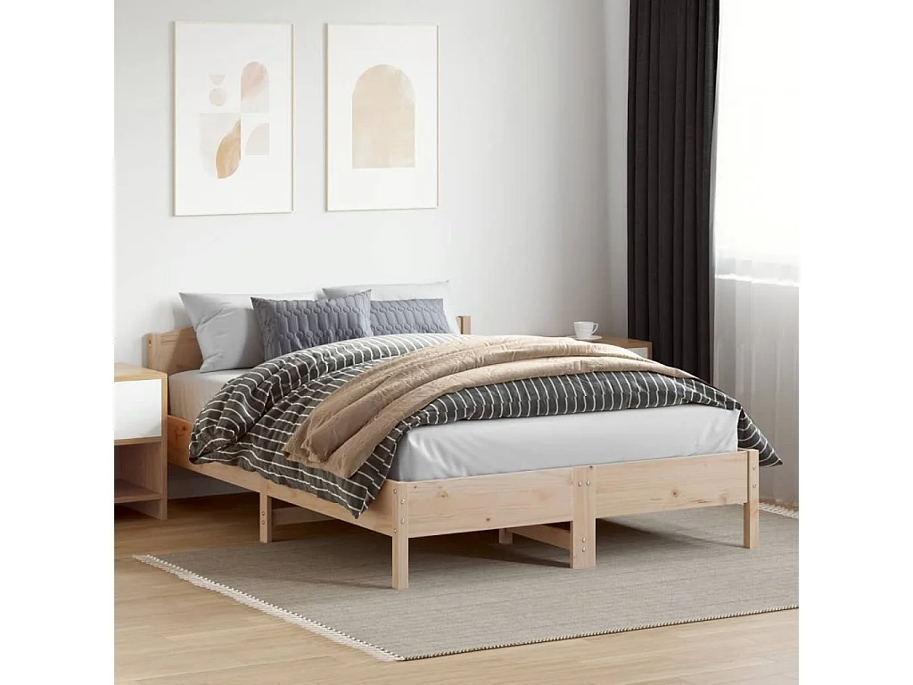 Cadre de lit sans matelas 160x200 cm bois massif de pin
