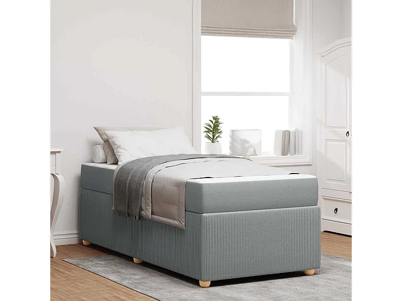 Bedframe met matras Lichtgrijs 90 x 200 cm stof