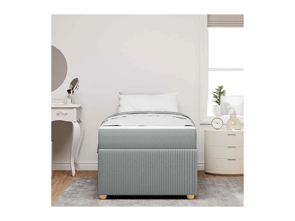 Bedframe met matras Lichtgrijs 90 x 200 cm stof