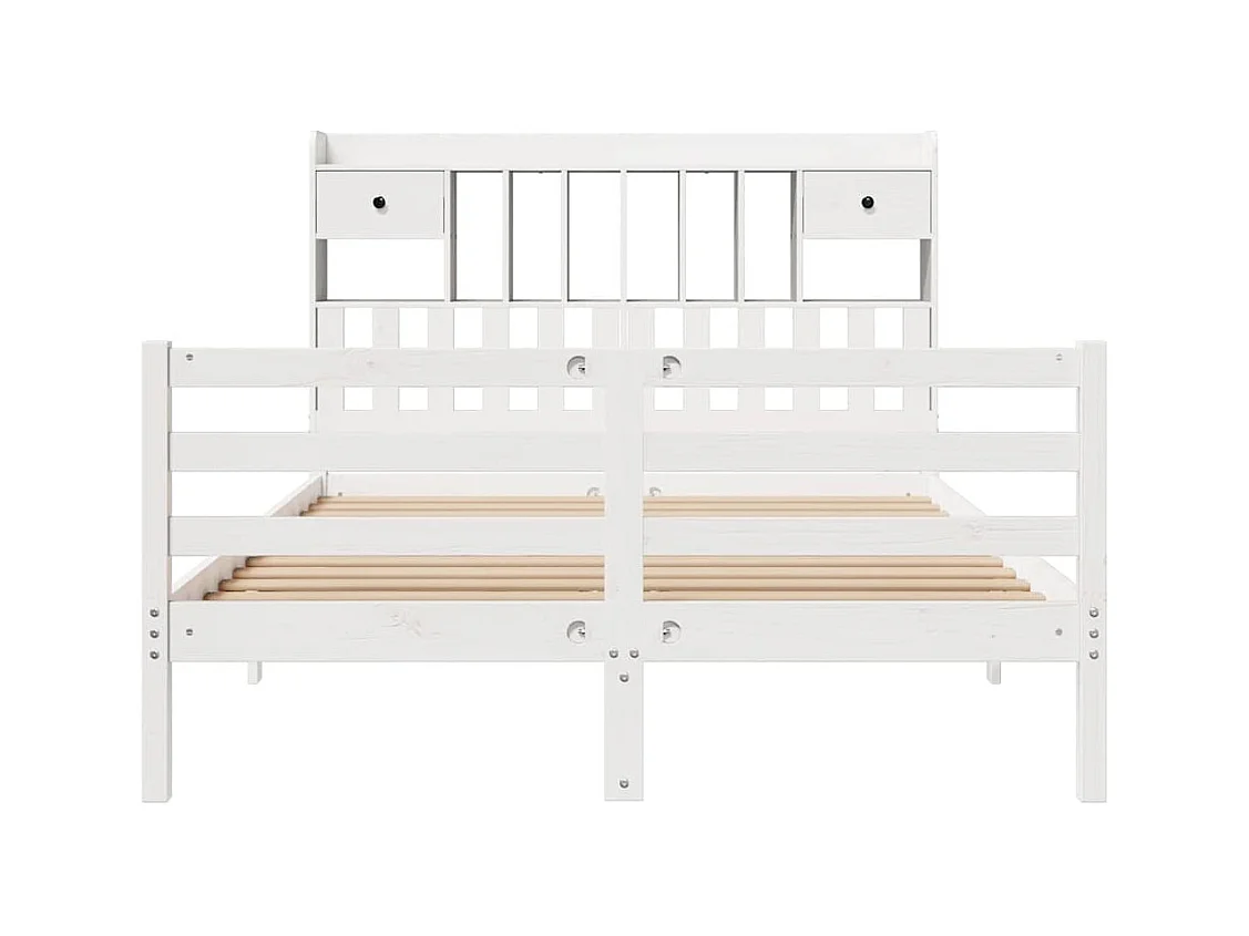 Bibliotheekbed zonder matras wit 140x190 cm massief grenenhout